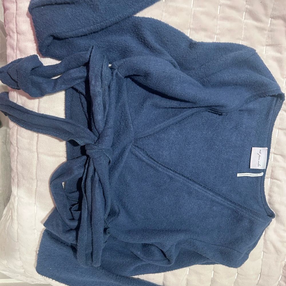 Anthropologie Blue Zip-Up Hoodie Sweater